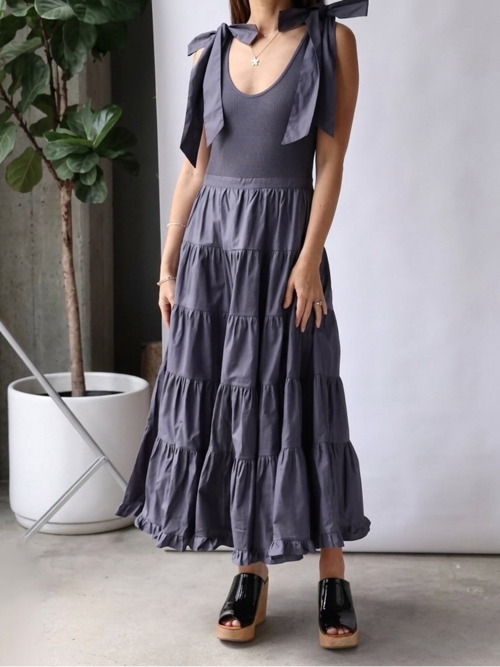 Ulla Johnson Hope Sleeveless Midi Tiered Peasant Dress Periscope Blue Size 0